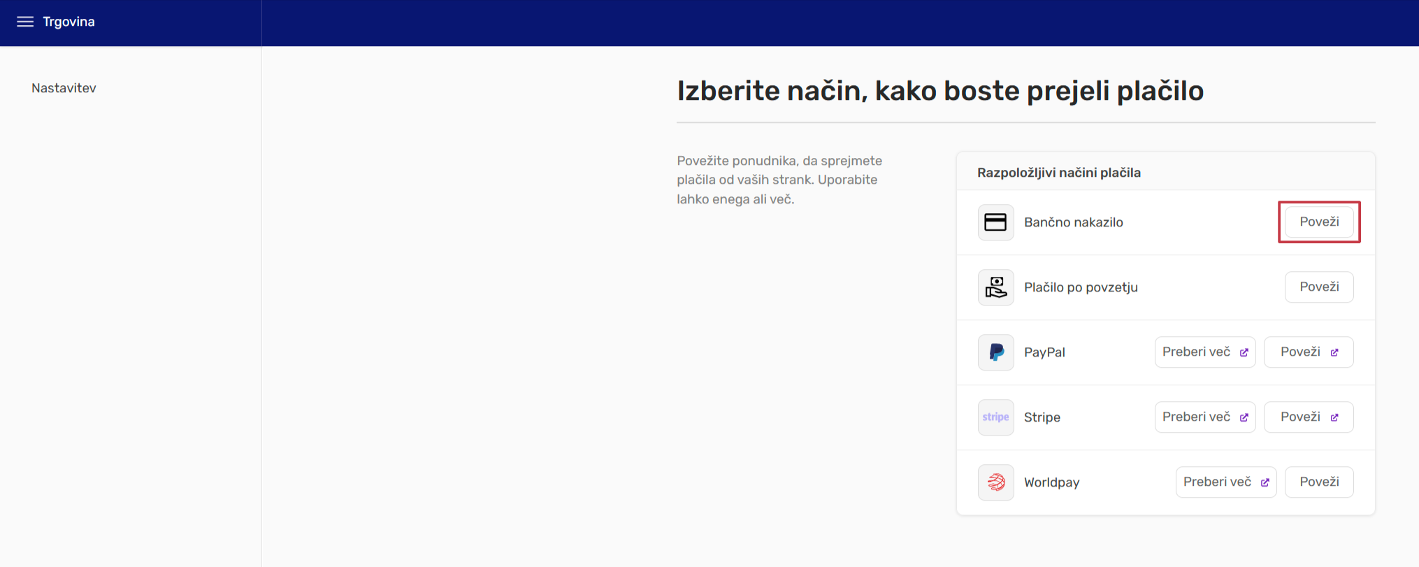 Povezava plačnih metod