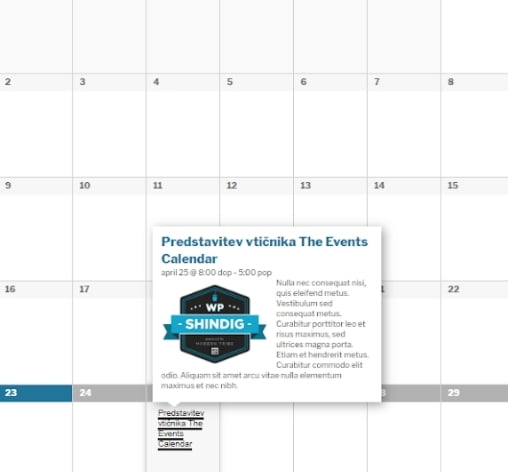 Events calendar2b