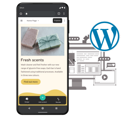 Urejevalnik spletne strani na mobilnem telefonu ali wordpress