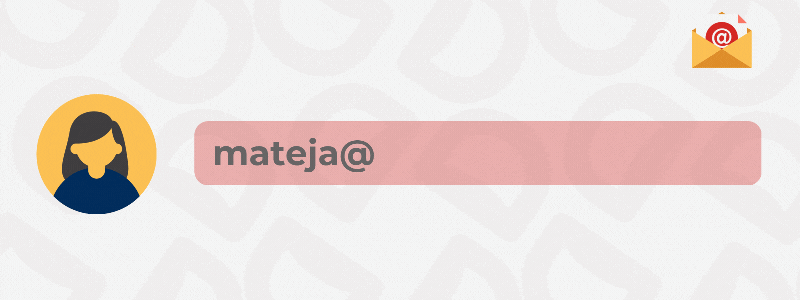 Prikaz izbire domene za e-mail naslov na lastni domeni